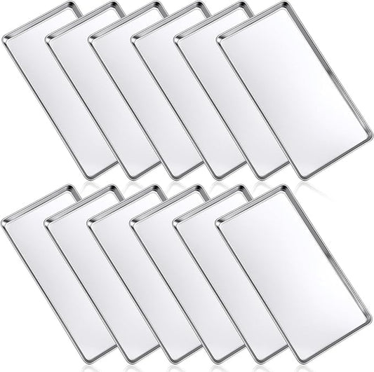 Mimorou 12 Pcs Baking Sheet Stainless Steel Cookie Sheet Small Metal Pans by Mimorou