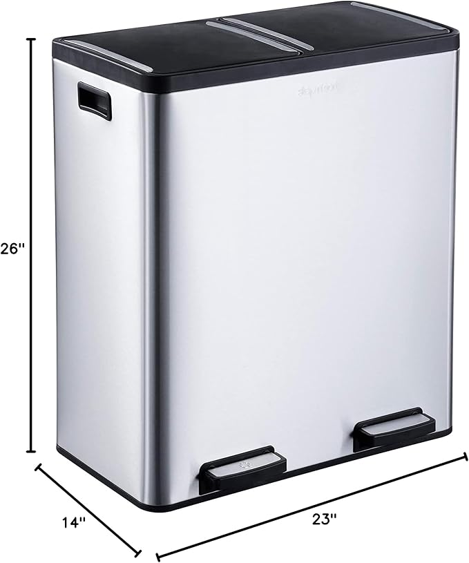 Step N' Sort The 18.5 Gallon Extra Large Capacity, Dual Trash and Recycling Bin - Image 11