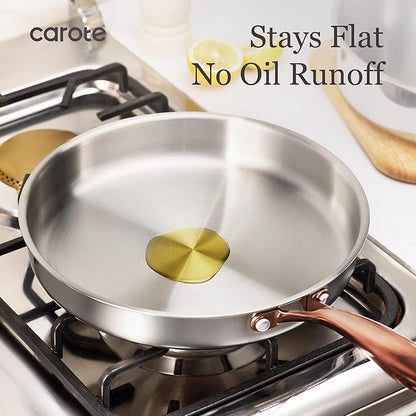 CAROTE 7-Piece Tri-Ply Stainless Steel Frying Pan Set, Skillet Set 8"/10"/12" - Image 6