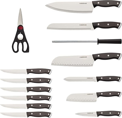 Farberware Triple Riveted Knife Block Set, High Carbon-Stainless Steel Blades - Image 2