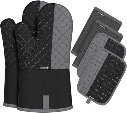 Oven Mitts and Pot Holders Sets 6pcs, Kitchen Oven Glove, High Heat Resistant by OvenMitts