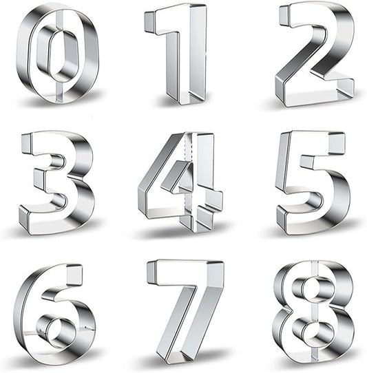 ZADE Number Cookie Cutters 9 Pcs, 4 Inch Stainless Steel Number Cookie Cutters by ZADECookieCutter