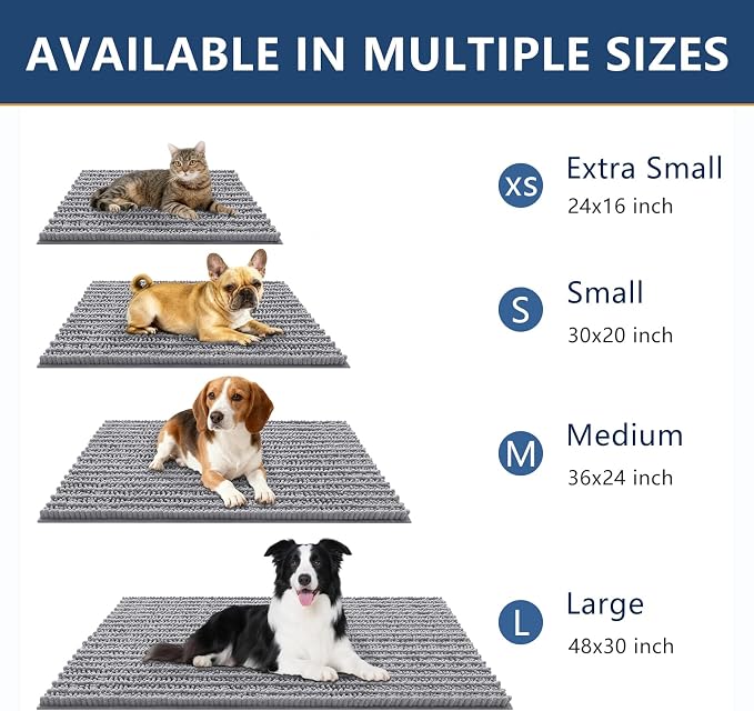 Smiry Dog Door Mat for Muddy Paws 36x24, Absorbent Dirt Trapper, Non-Slip - Image 3