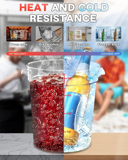 2QT NSF Food Storage Containers: 8 PCS Commercial Clear Round Food Storage - Image 8