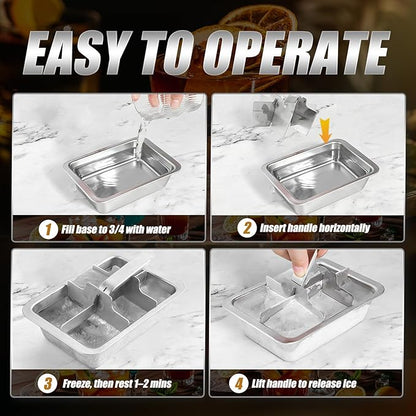 Ice Cube Trays, 4 Pack Large 6-cube Stainless Steel Ice Cube Trays - Image 7