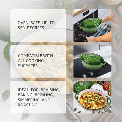 5.5 Quart Oval Enameled Cast Iron Dutch Oven Pot - Image 4