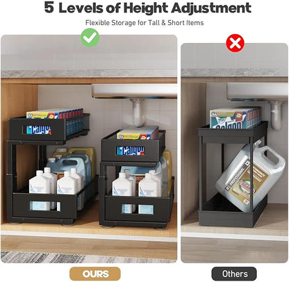 1 Pack 19IN Depth Under Sink Organizer, 2-Tier Pull Out Cabinet Organizer - Image 8