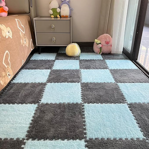 12pcs Carpet Squares Puzzle Floor Mat, Plush Interlocking Carpet Tiles by Unknown