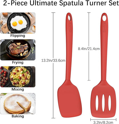 Coukre 2 Pack Silicone Spatula Set, High Heat Resistant, BPA Free Kitchen - Image 6