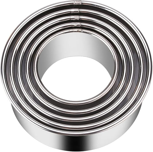 5 Pieces Biscuit Cookie Cutters Set, Stainless Steel Circle Round Cookie by KSPOWWIN