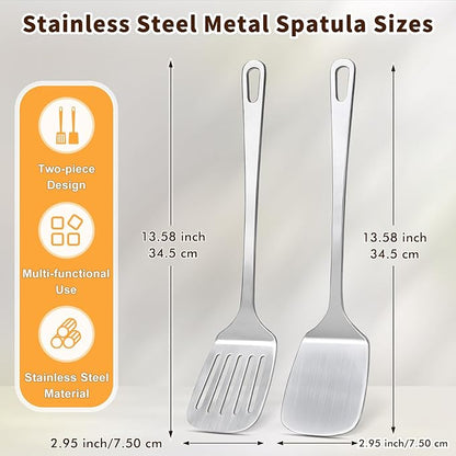 Stainless Steel Spatula, Metal Spatula Solid Turner, Heavy Duty Sturdy Spatulas - Image 6