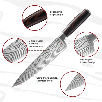 15-Piece Knife Set with Block for Kitchen, with Built-In Sharpener, Stainless - Image 4
