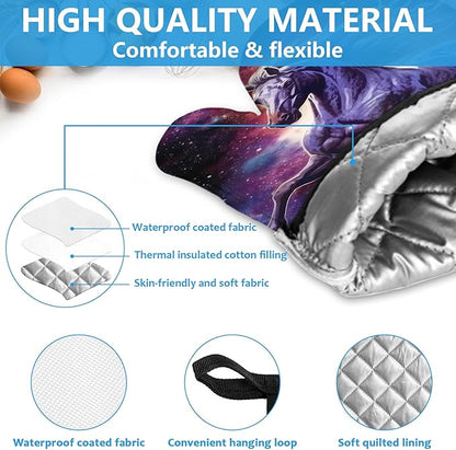 Horse Purple Galaxy Space Oven Mitts and Pot Holders Sets Heat Resistant 4Pcs - Image 3