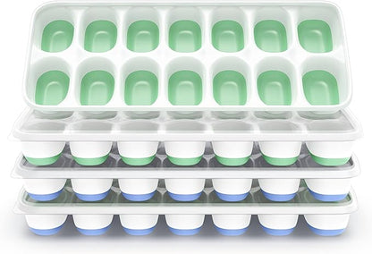 ChefAide Ice Cube Tray with Lid, 4 Packs 56 Cubes Durable Stackable Ice Cube by ChefAide