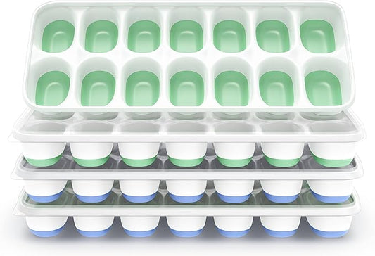 ChefAide Ice Cube Tray with Lid, 4 Packs 56 Cubes Durable Stackable Ice Cube by ChefAide