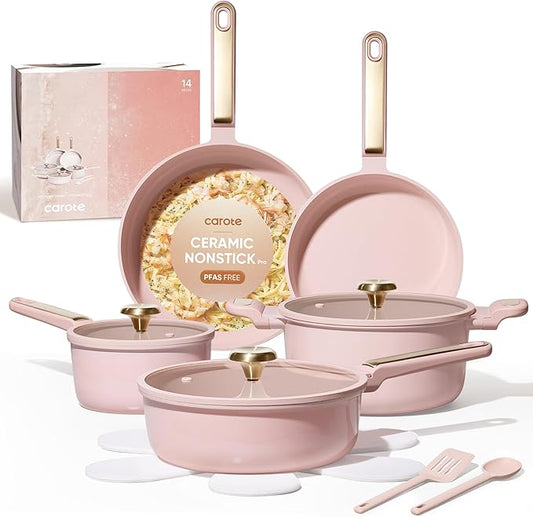 CAROTE Ceramic Cookware Set Nonstick, Non-Toxic & PFAS-Free, Dishwasher by CAROTE