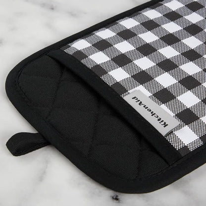 KITCHENAID Gingham Pot Holder 2-Pack Set, Matte Black - Image 3