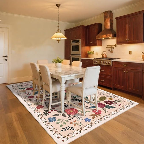 8x10 Area Rugs for Living Room Clearance Washable Boho Area Rug, Vintage Floral - Image 2
