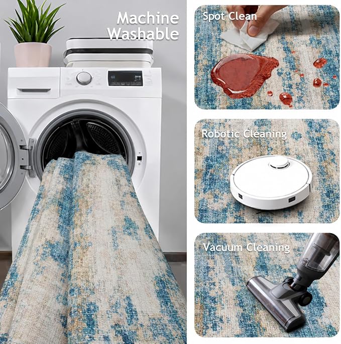 2x5 Washable Runner Rugs，Modern Abstract Rug Runner, Ultra-Thin Kitchen Runner - Image 4