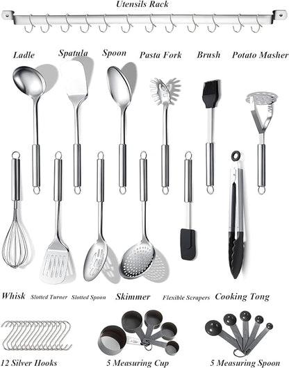 Berglander Kitchen Utensils Set 38 Pieces, Stainless Steel Cooking Utensils Set - Image 2