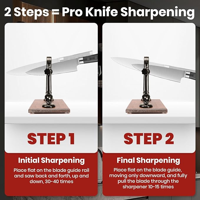 Premium Knife Sharpener with Wooden Base Ideal - Image 7