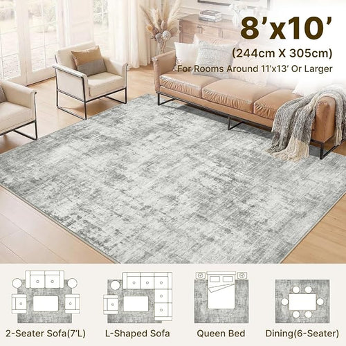 8x10 Area Rugs Washable Living Room Rug-No Slip Soft Carpets Modern Abstract - Image 2