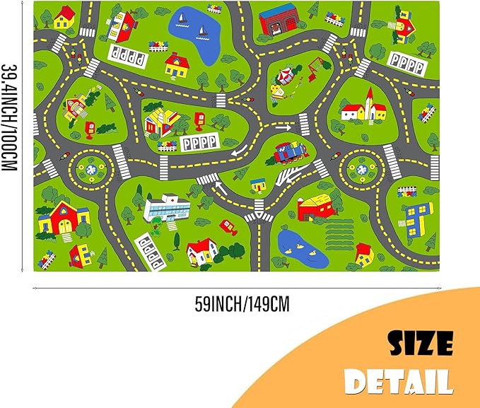 Car Rugs for Kids Toy Cars, Kids Play Rug - Image 2