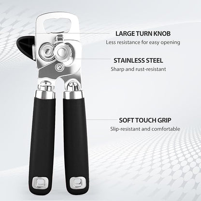 Safring Can Opener Manual, Heavy Duty Stainless Steel Smooth Edge Can Openers - Image 3