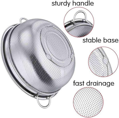 TeamFar Colander, 3qt Colander Strainer Stainless Steel, Solid Handle & - Image 4