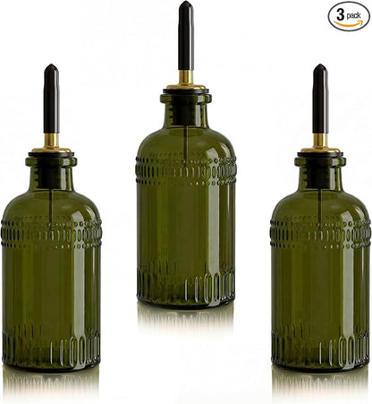 3 Pack Olive Oil Dispenser 7oz, Olive Green Glass Bottle by Yiyiring