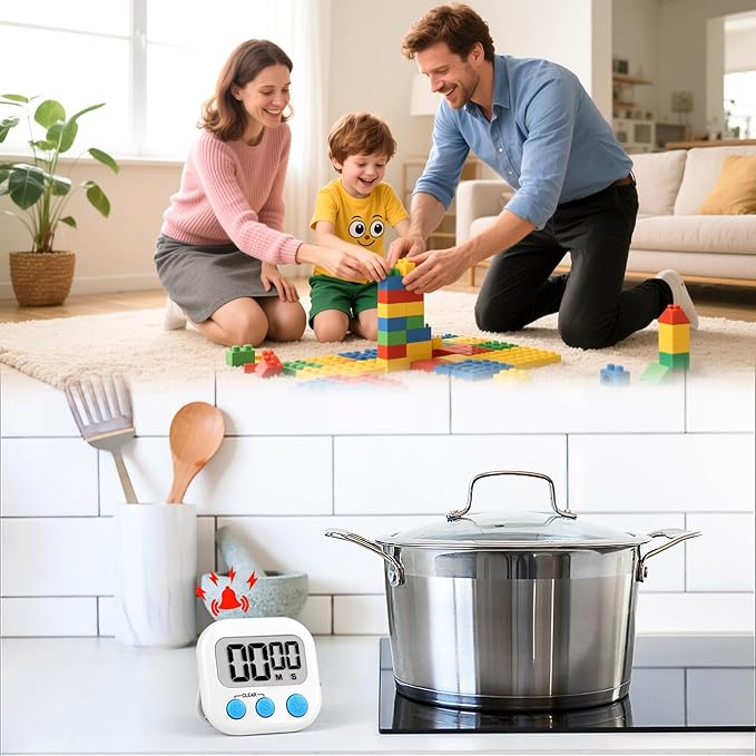 Timer for Kids Teachers Digital Kitchen Timers for Cooking Large Magnetic - Image 2