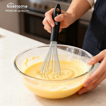 NileHome Silicone Whisk Set 8" 10" 12", 3 Pack Kitchen Whisk Kitchen Wisk Wire - Image 4