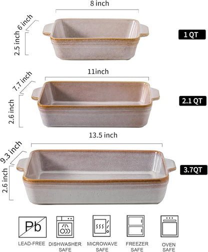 HVH 9x13 Baking Dish Set, Large Casserole Dishes - Image 4