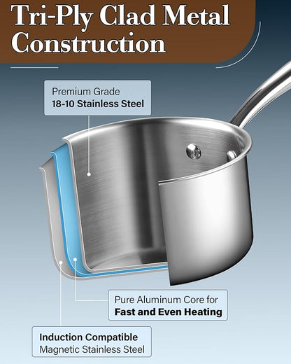 Cook N Home Stainless Steel Sauce Pan - Image 5