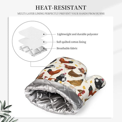 Rooster Hen Oven Mitts and Pot Holders Sets Silicone Rustic Domestic Animal - Image 4