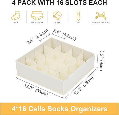 Joyoldelf Sock Drawer Organizer Divider Underwear Organizer 16-cell Fabric - Image 2