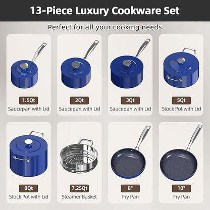 Nuwave Lux 13pc Forged Lightweight Cookware Set PFAS Free, Healthy G10 Duralon - Image 8