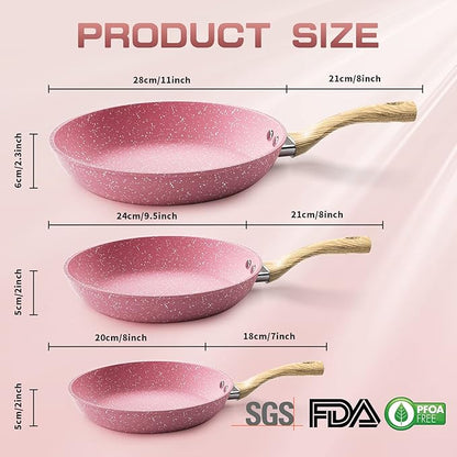 Frying Pan Nonstick Set, Non Stick Fry Pan Set PFOA-Free Omelet Pan, Toxin-Free - Image 2