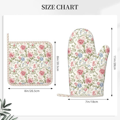 Oven Mitts and Pot Holders Flower Boho Rose Floral Silicone Kitchen Accessories - Image 3