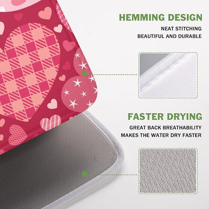 Valentine's Day Dish Drying Mat 16 x 18 Inch Heart Shaped Pattern Dish Drying - Image 4
