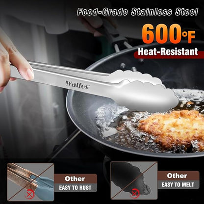 Walfos 17 Inch Extra Long Grill Tongs, Ultimate Stainless Steel BBQ Tongs - Image 3