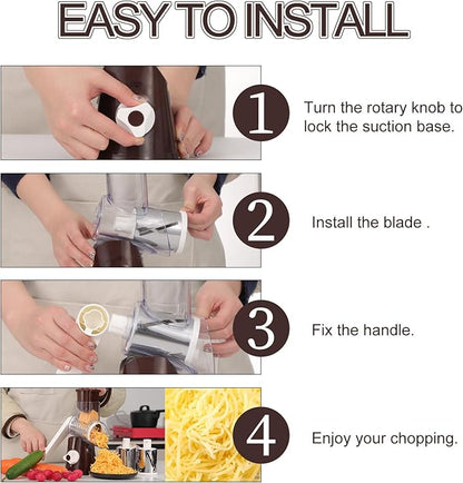 Ourokhome Rotary Cheese Grater Hand Crank, Kitchen Shredder Speed Mandolin - Image 6