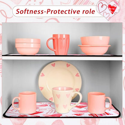 Breling Valentine's Day Dish Drying Mat Valentine Kitchen Dry Mat Absorbent - Image 7
