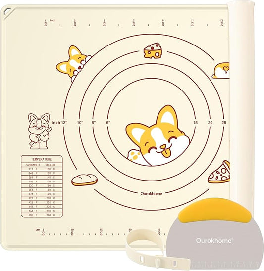 Ourokhome Silicone Baking Mat Sheet and Pastry Dough Cutter, 0.5 Inch Thick by Ourokhome