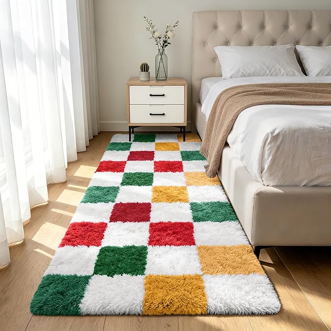 Shag Runner Rug for Bedroom Living Room 2x6 Upgrade Non-Slip Fluffy Soft by Boshengya
