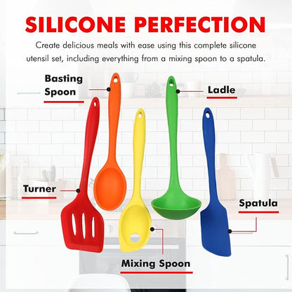 Chef Craft 5 Piece Multicolored Premium Silicone Kitchen Tool Set - Image 4