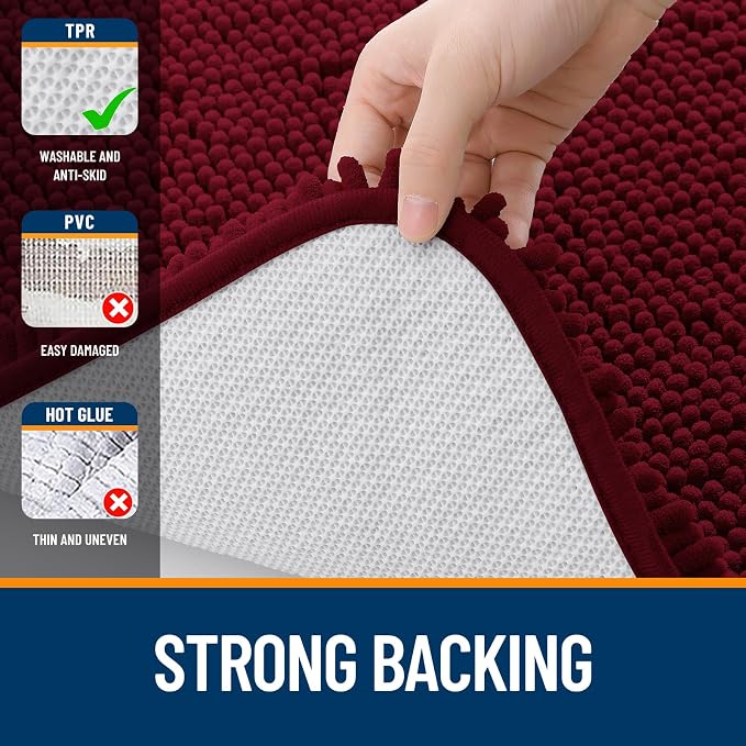 OLANLY Bathroom Rugs 36x24, Extra Soft Absorbent Chenille Bath Rugs, Rubber - Image 6