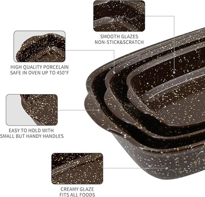 3-Pack Deep Rectangular Ceramic Baking Dishes, Heavy-Duty Oven-Safe Stoneware - Image 4
