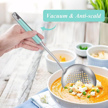 Slotted Spoon, Stainless Steel Strainer Metal Skimmer Spoon - Image 5