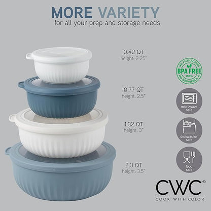 COOK WITH COLOR Prep Bowls with Lids- Wide and Deep Nesting Plastic Small - Image 4